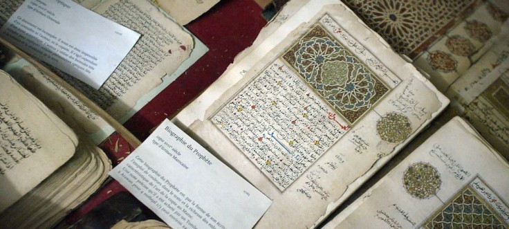 Some of the 20,000 preserved ancient Islamic manuscripts which rest in air-conditioned rooms at the Ahmed Baba Institute in Timbuktu, Mali, Mar. 16, 2004. Perhaps hundreds of thousands of ancient Islamic texts are turning to dust in this impoverished desert region's sweltering homes, but its people are often reluctant to give up the manuscripts which they feel are a last link to a long-gone past. (AP Photo/Ben Curtis)